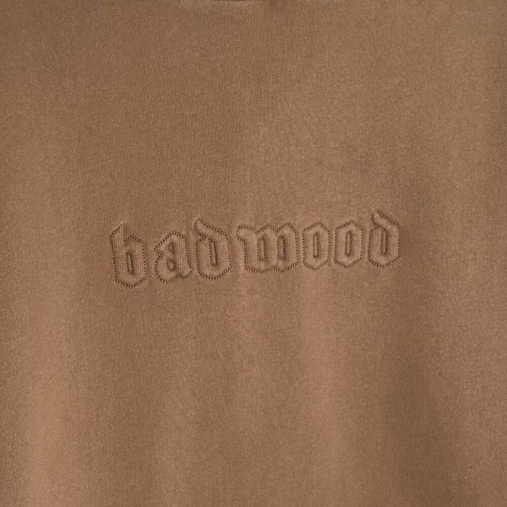Badwood Unisex Tan Embossed Logo Hoodie, L - Picture 5 of 10